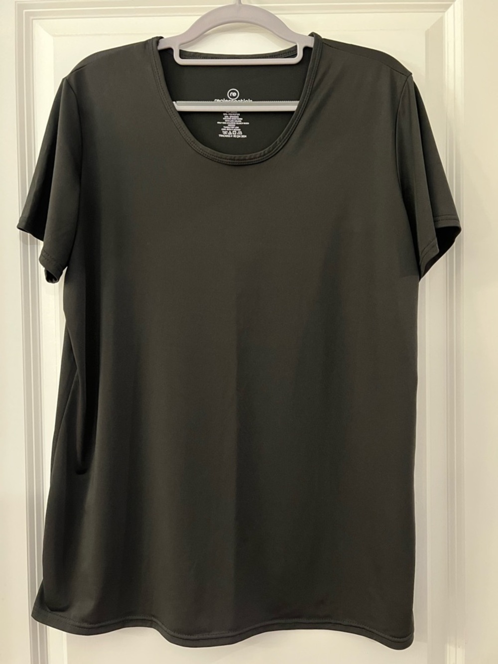 NWOT Realessentials Black Athletic/Workout/Yoga Top, wicking, soft, stretch.